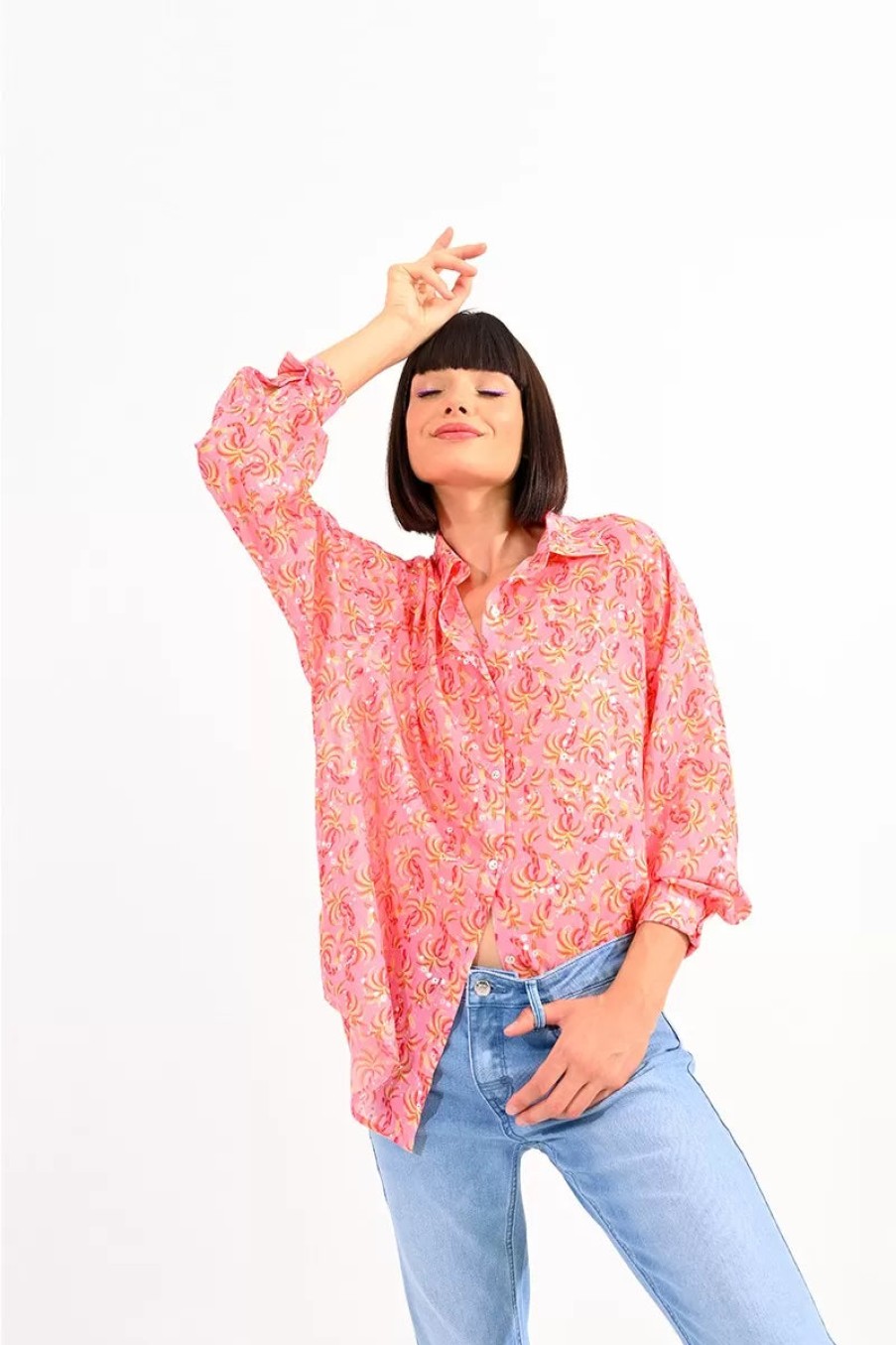 Clearance Molly Bracken Molly Bracken Lola Relaxed Fit Shirt | Womens Casual Shirts Ireland Pink