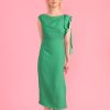 Online Sisters Gianna Draped Satin Shoulder Midi Dress | Sisters By Caroline Kilkenny Green