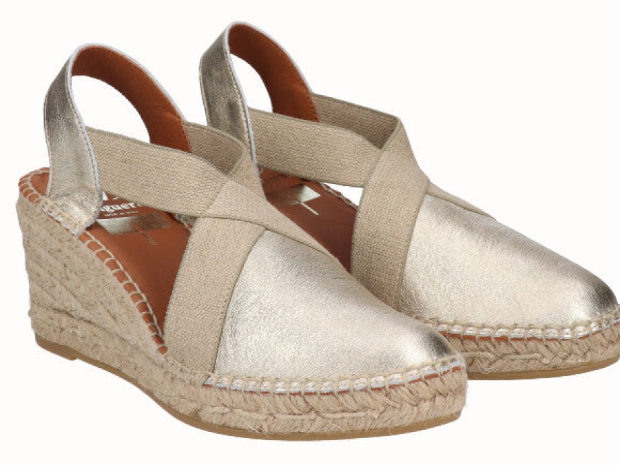 Wholesale Viguera Viguera Gold Wedge Espadrille Sandals | Summer Footwear Ireland Sahara