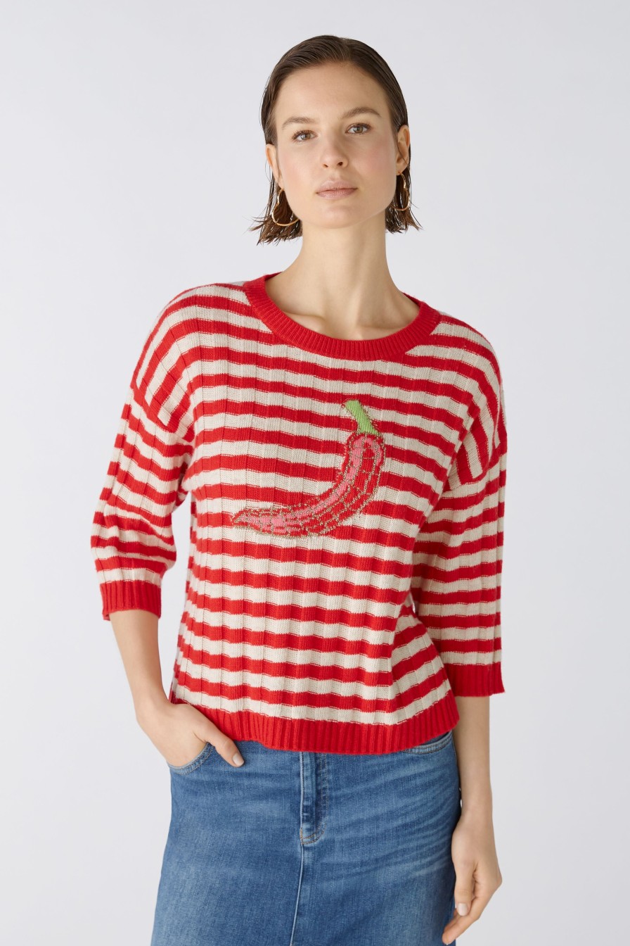 Hot Oui Oui /White Stripe Chilli Jumper | Shop Jumpers For Women Ireland Red