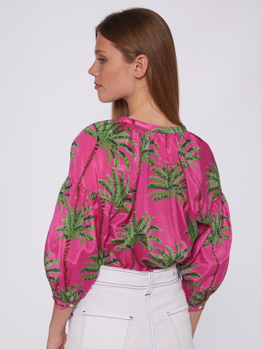 New Vilagallo Vilagallo Palm Tree Blouse | Summer Women'S Shirts | Shop Ireland Pink