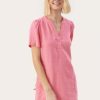 Clearance Part Two Part Two Aminaise Short Sleeve Linen Dress In Pale | Irelans Pink