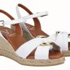 Hot Viguera Viguera Leather Espadrille Wedge Sandals With Gold Buckle | Ireland White