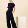 Wholesale Fee G Fee G Sporty Trousers With Drawstring Waist | Ribbon Rouge Navy