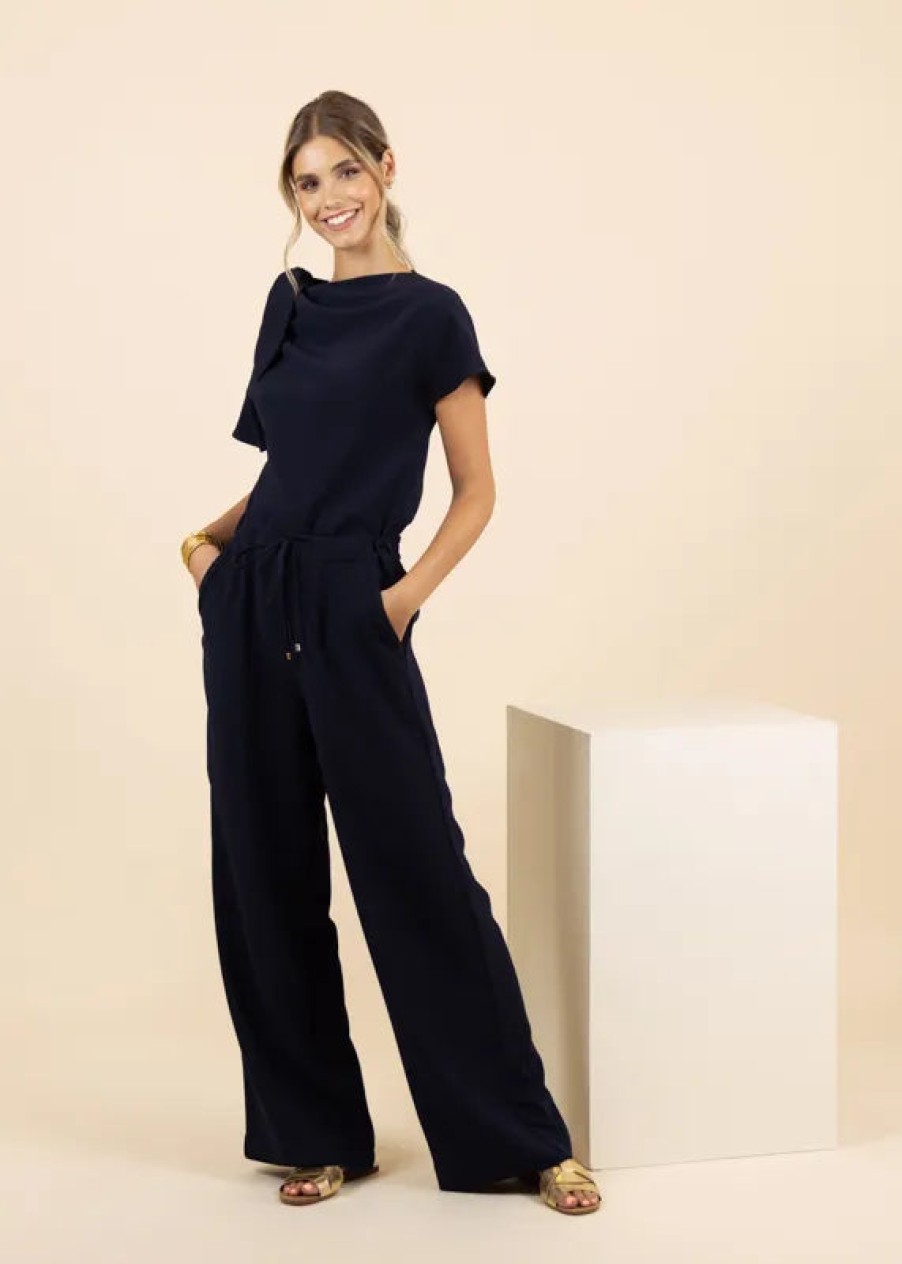 Wholesale Fee G Fee G Sporty Trousers With Drawstring Waist | Ribbon Rouge Navy