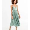 Clearance Molly Bracken Iridescent Pleated Midi Skirt | Molly Bracken Ireland Green